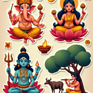 Indian Gods - Religious - Stickers Sheet v62